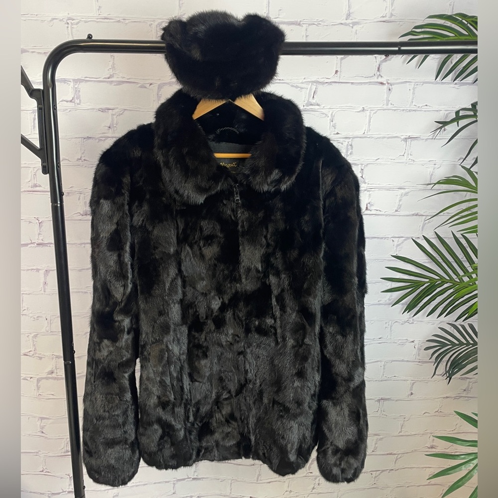 Saga Furs Bomber with Matching Hat